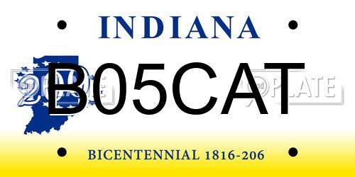 B05CAT Indiana License Plate