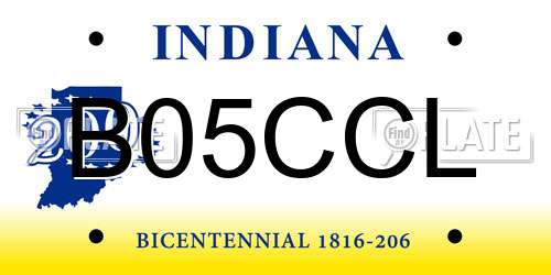 B05CCL Indiana License Plate