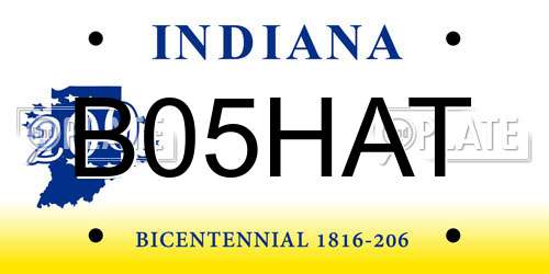 B05HAT Indiana License Plate