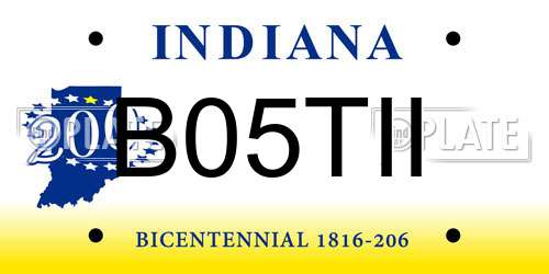 B05TII Indiana License Plate