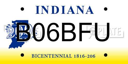 B06BFU Indiana License Plate