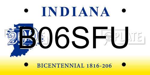 B06SFU Indiana License Plate
