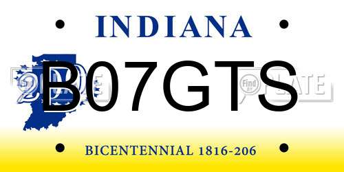 B07GTS Indiana License Plate