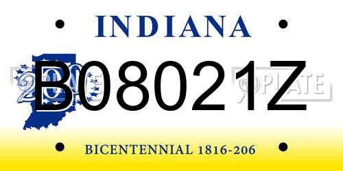 B08021Z Indiana License Plate