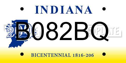 B082BQ Indiana License Plate