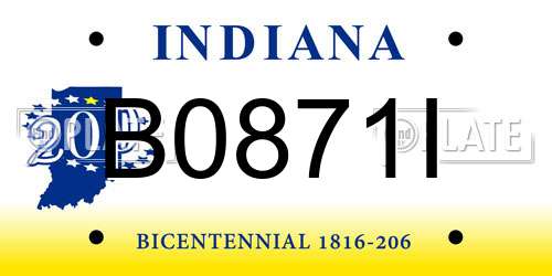 B0871I Indiana License Plate