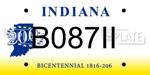 B087II Indiana License Plate