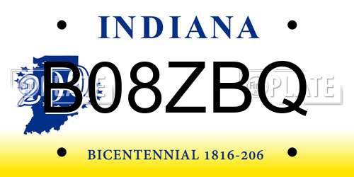 B08ZBQ Indiana License Plate
