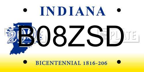 B08ZSD Indiana License Plate