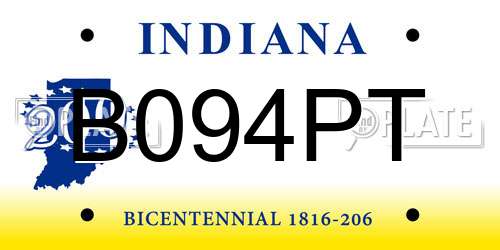 B094PT Indiana License Plate