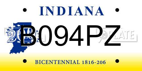 B094PZ Indiana License Plate