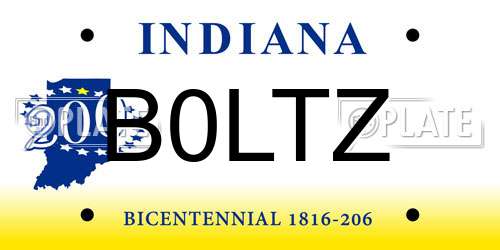 B0LTZ Indiana License Plate
