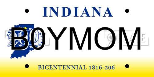 B0YMOM Indiana License Plate