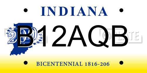 B12AQB Indiana License Plate
