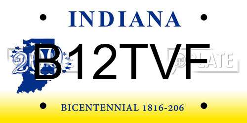 B12TVF Indiana License Plate