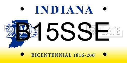 B15SSE Indiana License Plate