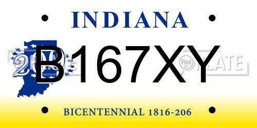 B167XY Indiana License Plate