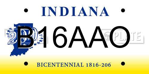 B16AAO Indiana License Plate