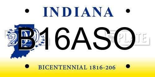 B16ASO Indiana License Plate