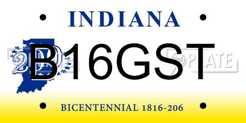 B16GST Indiana License Plate