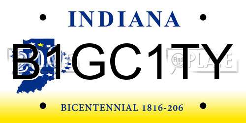 B1GC1TY Indiana License Plate