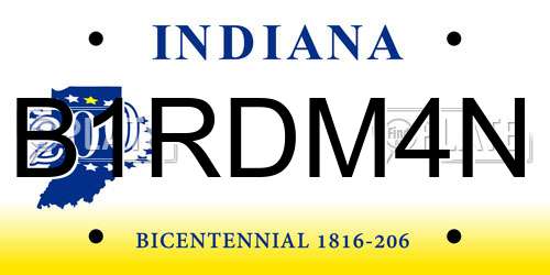 B1RDM4N Indiana License Plate