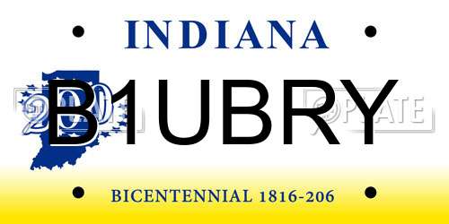 B1UBRY Indiana License Plate