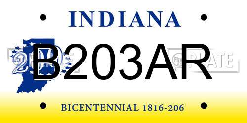B203AR Indiana License Plate