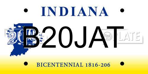 B20JAT Indiana License Plate