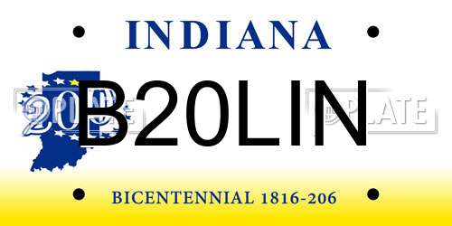 B20LIN Indiana License Plate
