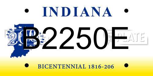 B2250E Indiana License Plate