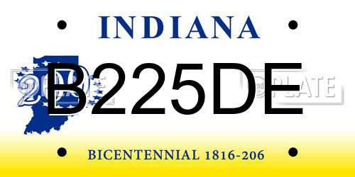 B225DE Indiana License Plate