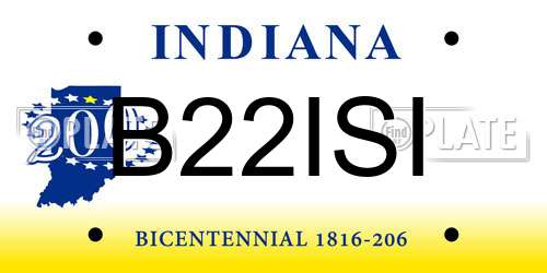 B22ISI Indiana License Plate
