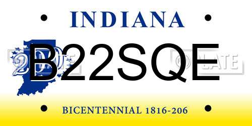 B22SQE Indiana License Plate