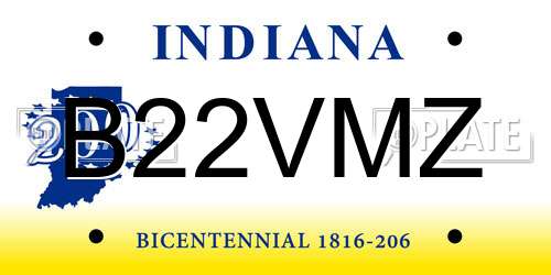 B22VMZ Indiana License Plate