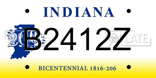 B2412Z Indiana License Plate