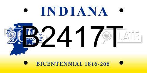 B2417T Indiana License Plate