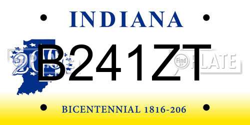 B241ZT Indiana License Plate