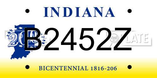 B2452Z Indiana License Plate
