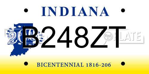 B248ZT Indiana License Plate
