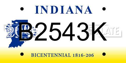 B2543K Indiana License Plate