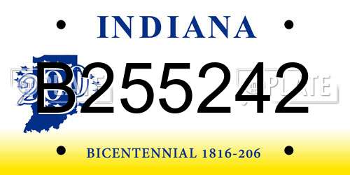 B255242 Indiana License Plate