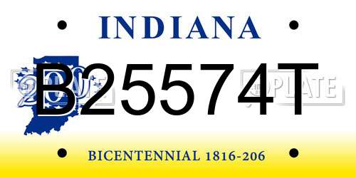 B25574T Indiana License Plate