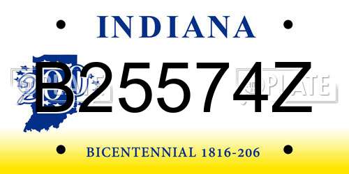 B25574Z Indiana License Plate