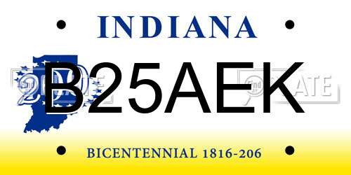 B25AEK Indiana License Plate