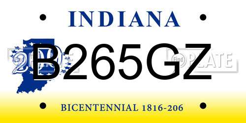 B265GZ Indiana License Plate