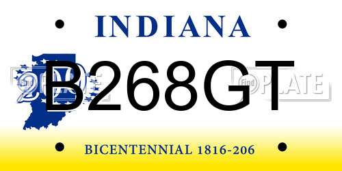 B268GT Indiana License Plate