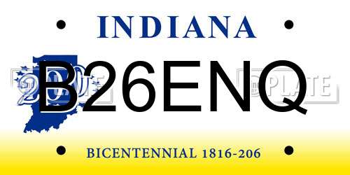B26ENQ Indiana License Plate