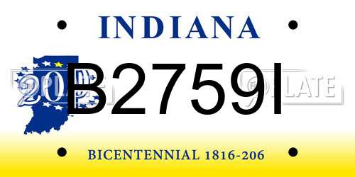 B2759I Indiana License Plate