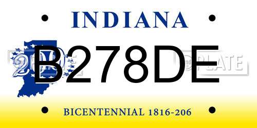 B278DE Indiana License Plate